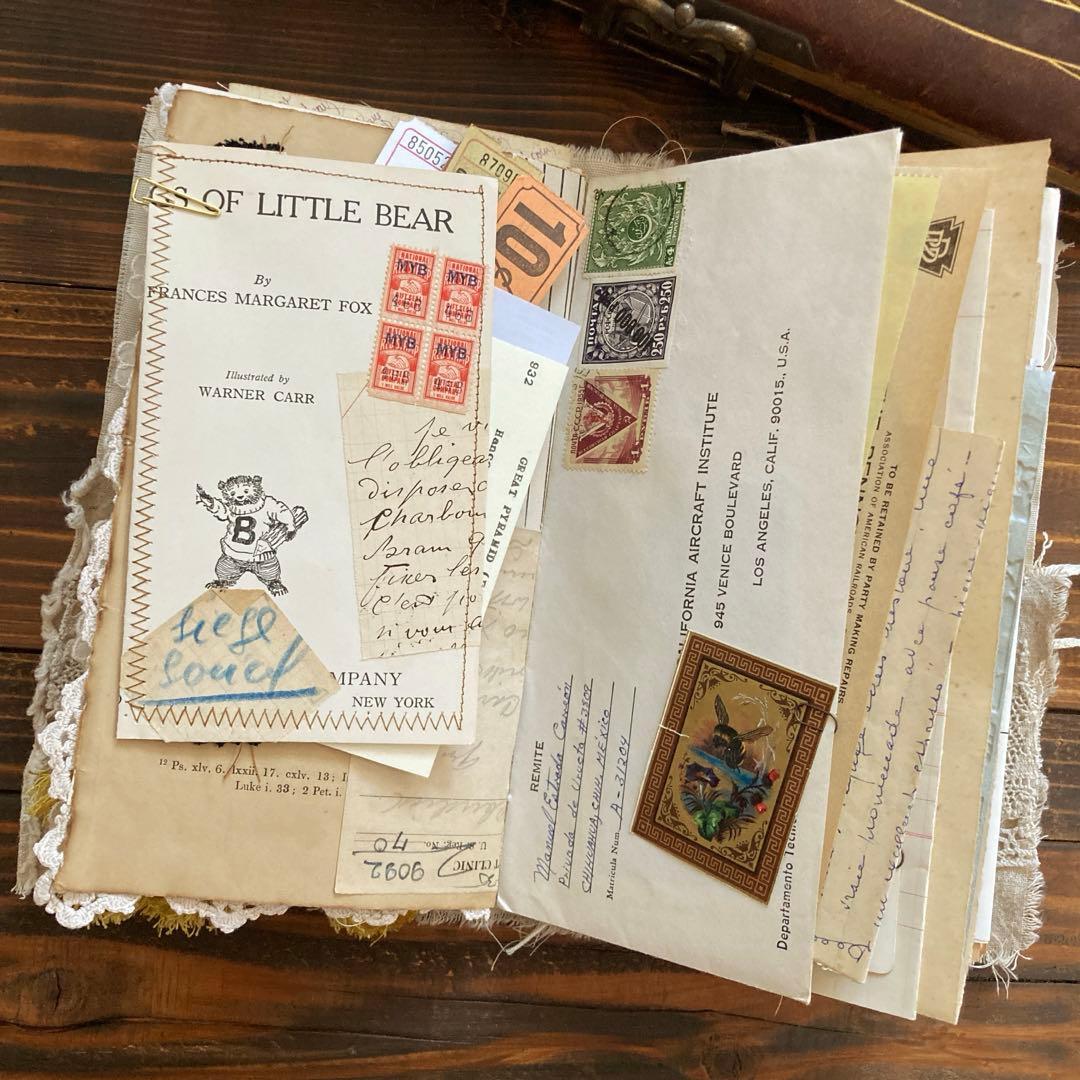 junk journal ジャンクジャーナル雑記帳　蛇腹ファイル　平袋付き