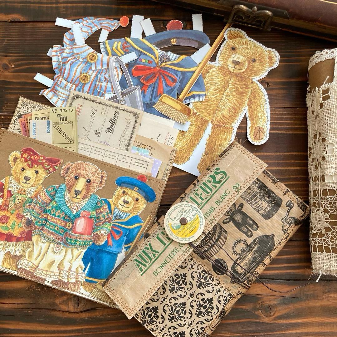 junk journal ジャンクジャーナル雑記帳　蛇腹ファイル　平袋付き