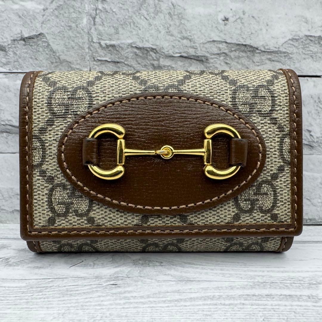 【美品】GUCCI　ホースビット　GG柄　スプリーム　キーケース　6連　ブラウン