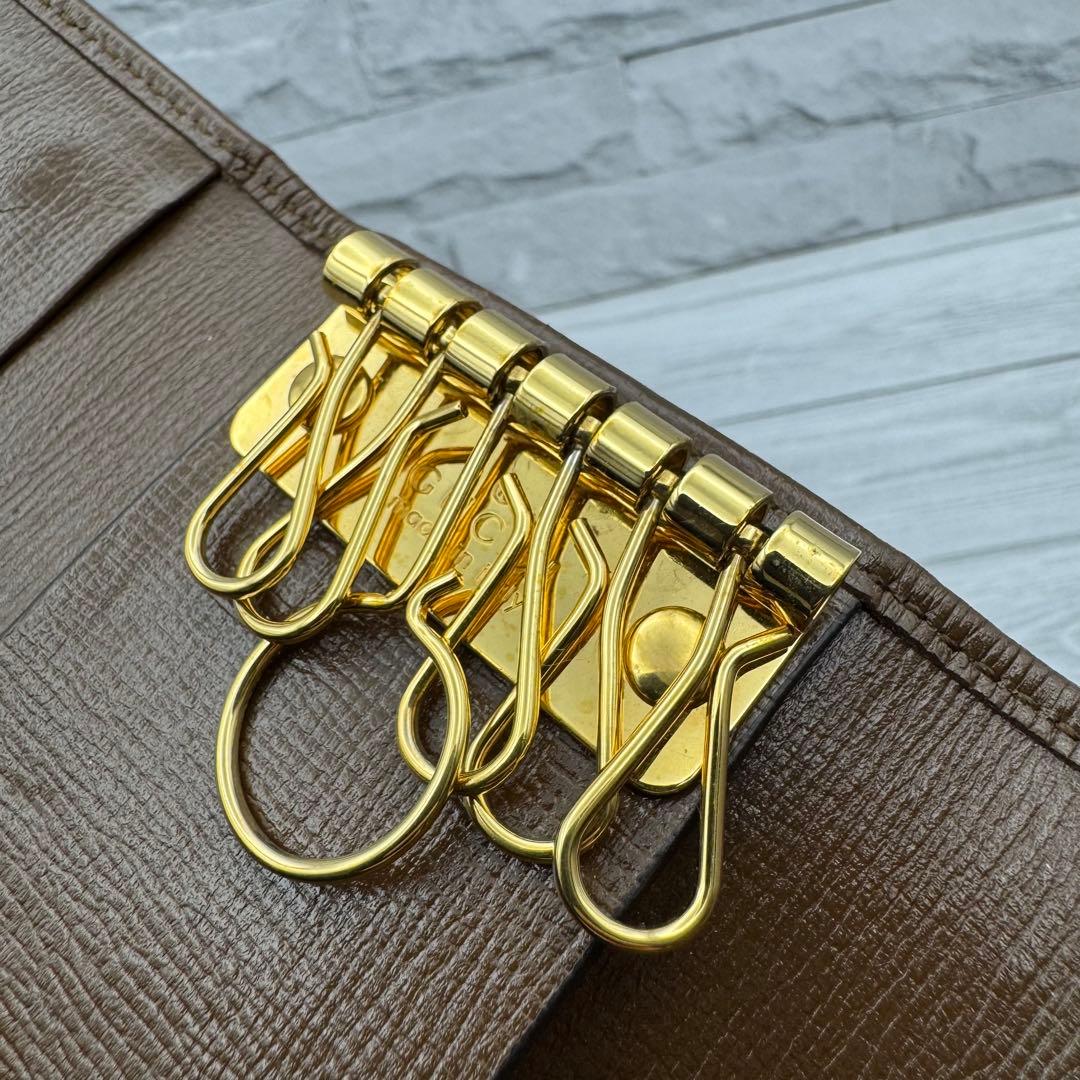 【美品】GUCCI　ホースビット　GG柄　スプリーム　キーケース　6連　ブラウン