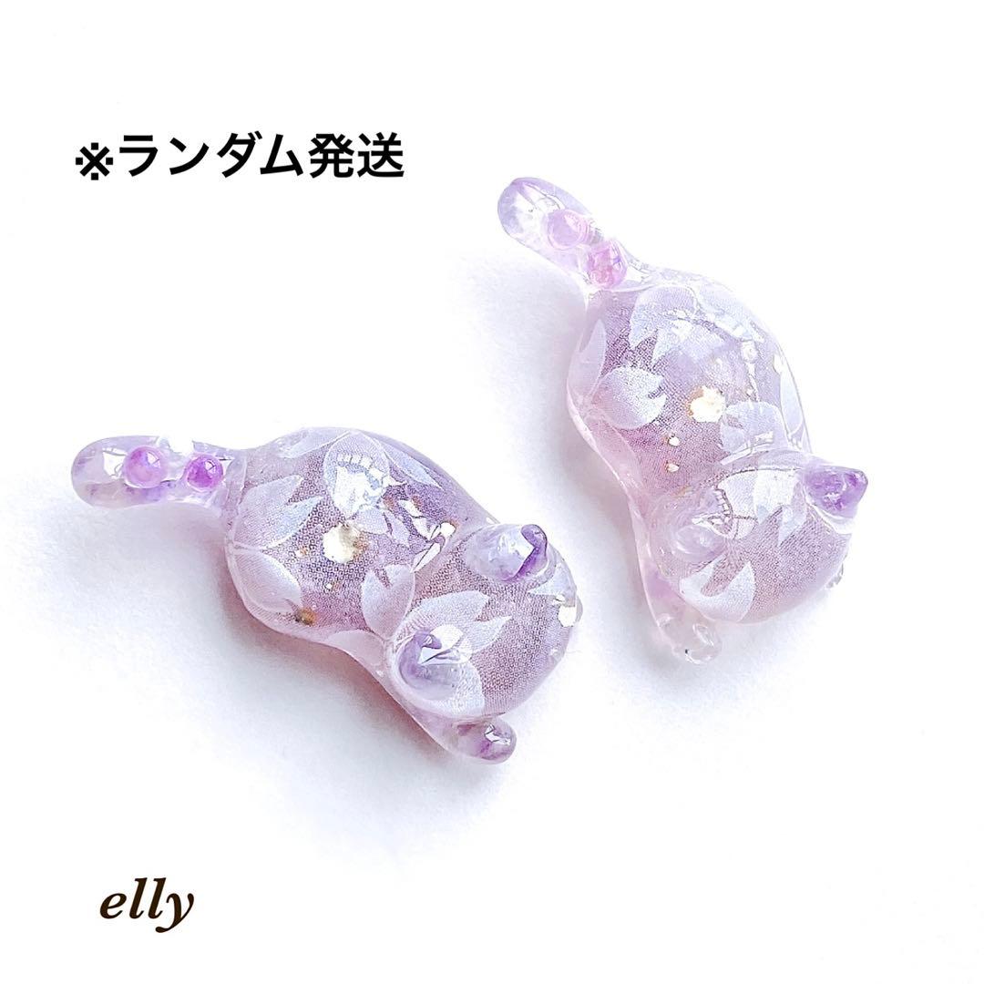 【りょうこ様】1166.天然石　椿　ジャンピング猫　レジン　チャーム