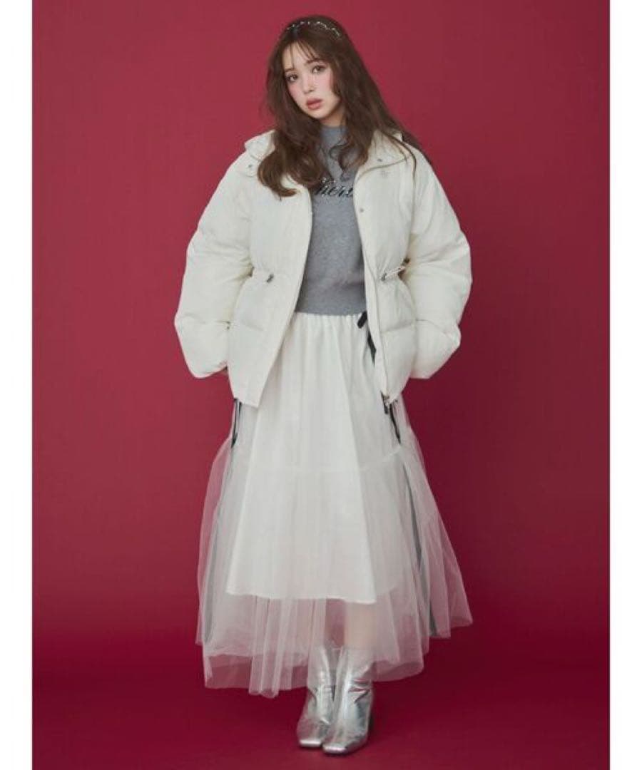 CALNAMUR パフショートバックリボンブルゾン ホワイト完売色