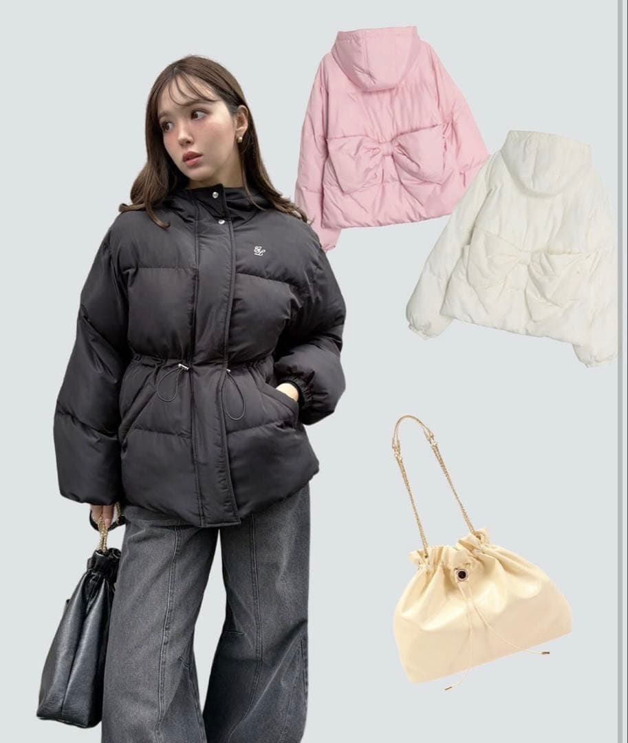 CALNAMUR パフショートバックリボンブルゾン ホワイト完売色