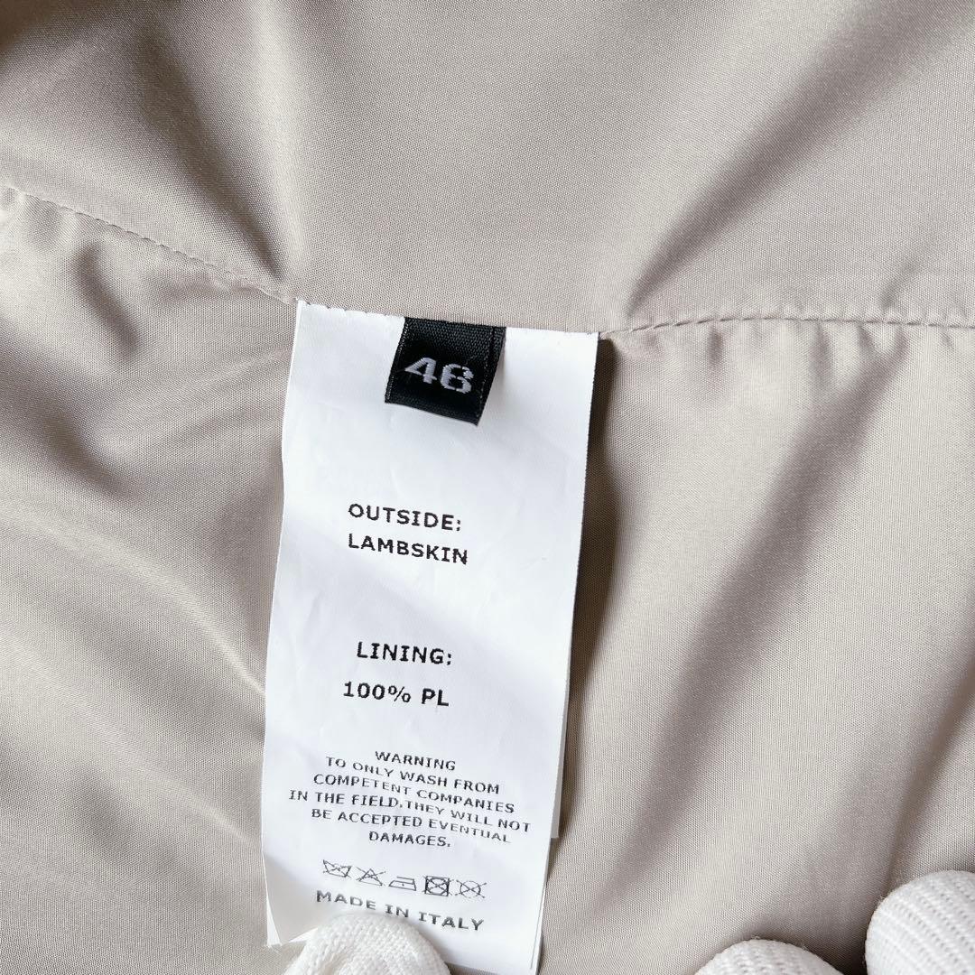 美品 エンメティ ラムレザー シングル ライダース アウター 46 伊製 高級