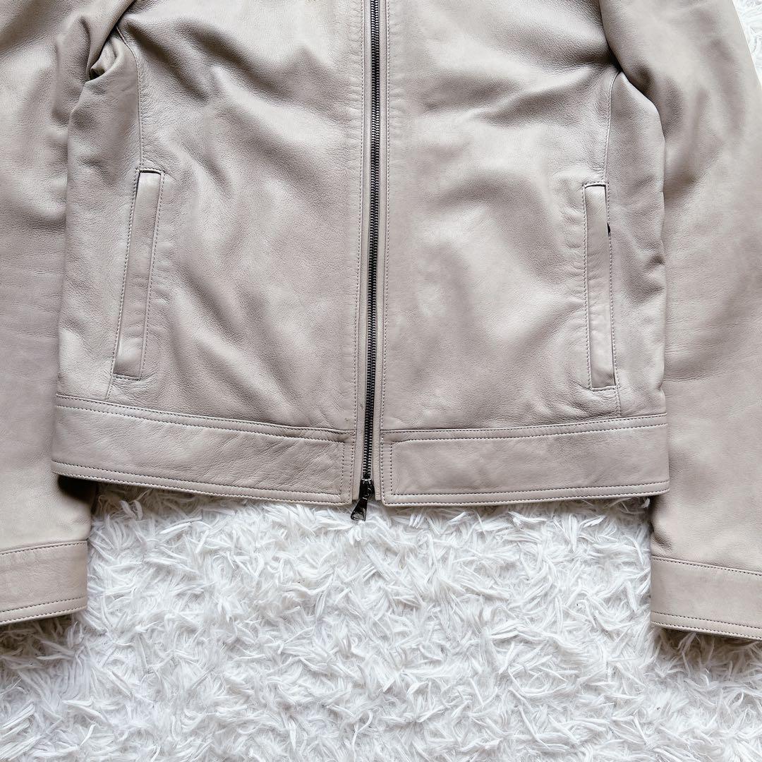 美品 エンメティ ラムレザー シングル ライダース アウター 46 伊製 高級