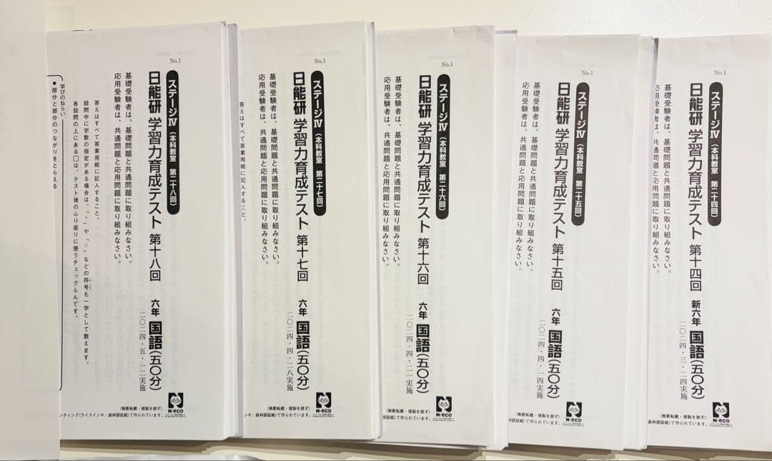 日能研学習力育成テスト6年前期フルセット2024年4教科