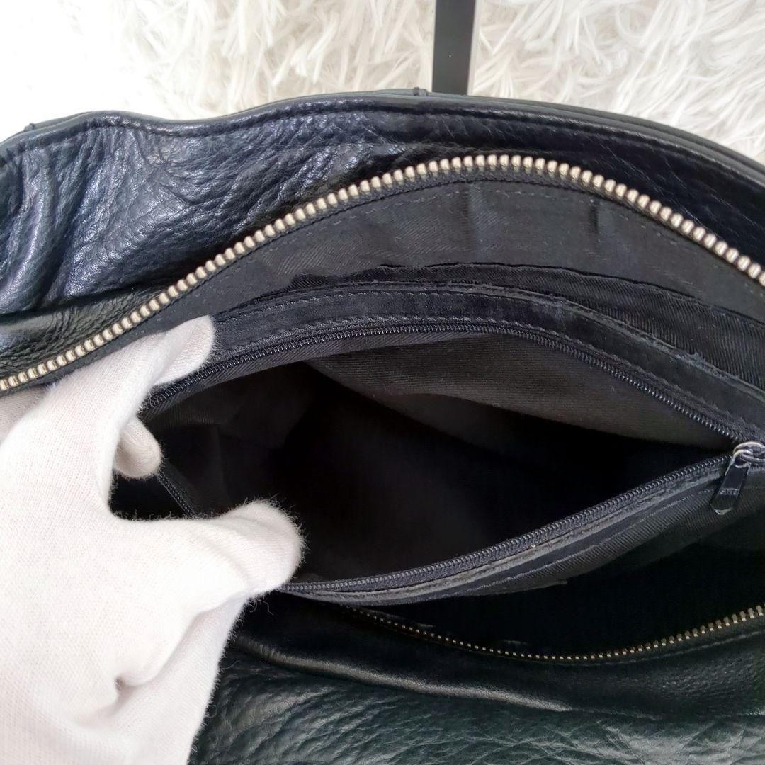 美品✨️ディケイド レザー ダブルジップ トートバッグ 黒 シボ革　A4