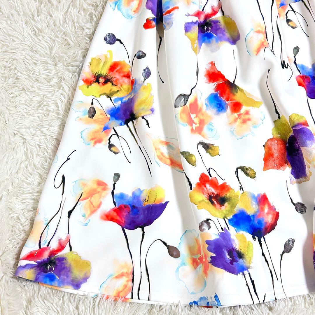 新品⭐️3.1万 ヴィヴィアンタム 水彩画 スカート 花柄 40 白 フレア 希少