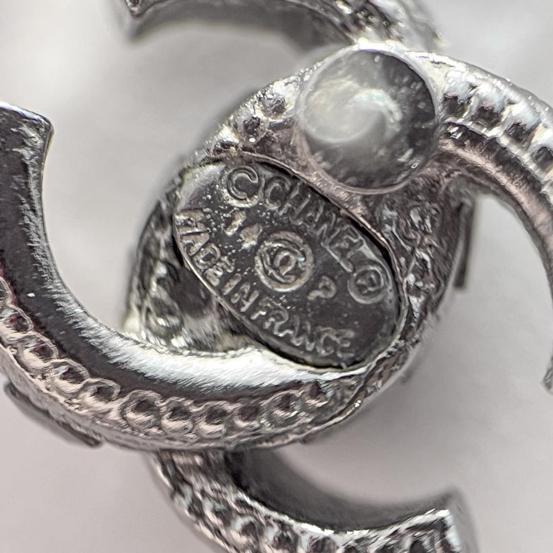 CHANEL シャネル ピアス 14P ココマーク シルバー×ブラック　 903