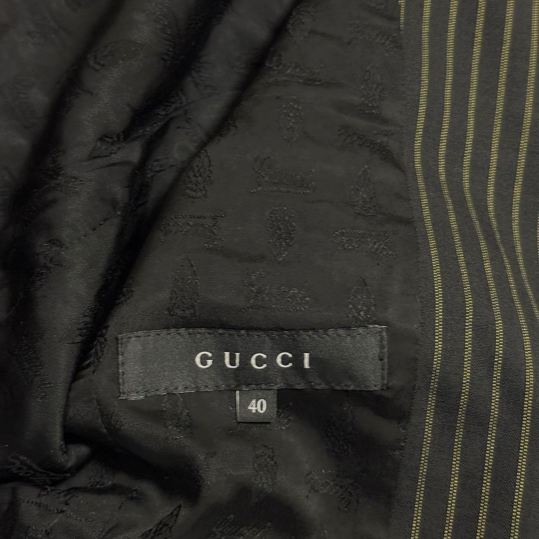 美品　グッチ　スーツセット　パンツ　黒　ストライプ　40(L) 38(M)短丈