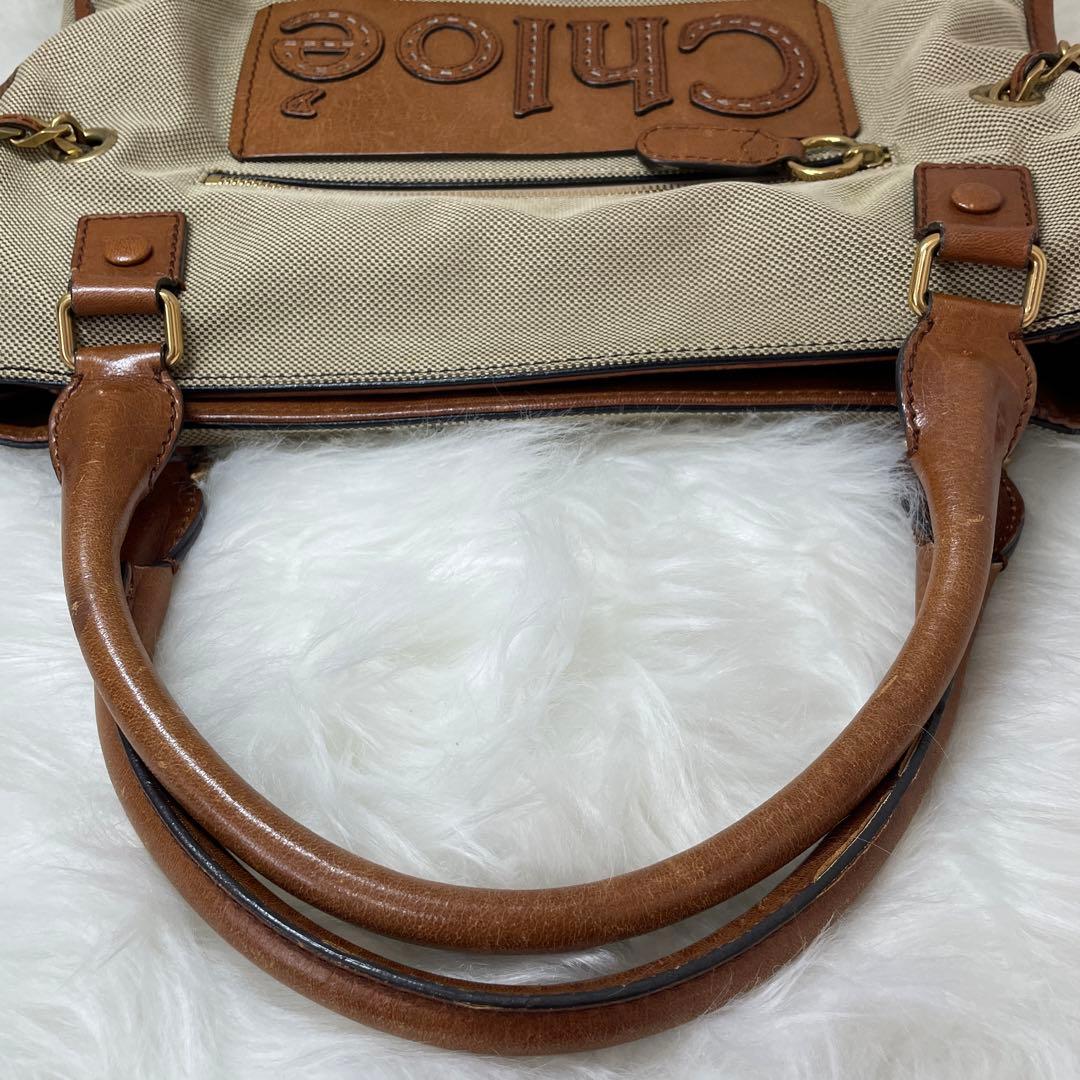 Chloé クロエ ボストンバッグ トート ロゴバッグ キャンバス Chole