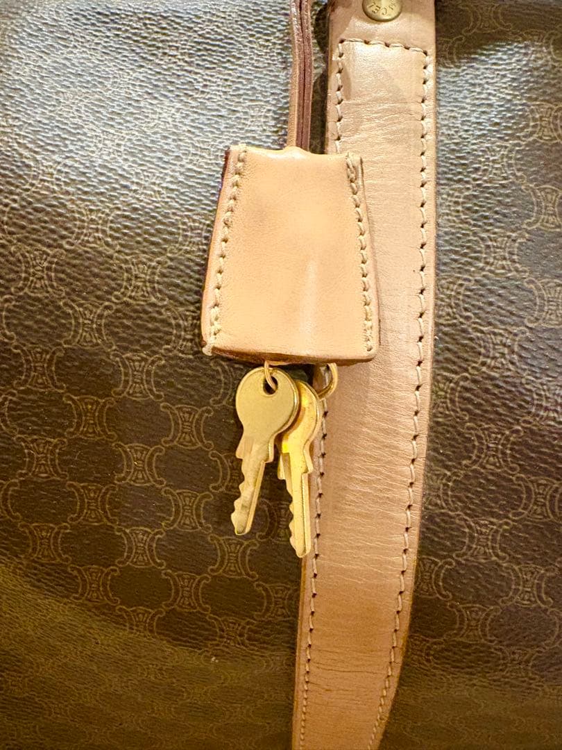 CELINE セリーヌ ボストンバッグ マカダム柄 オールドセリーヌ 鍵付き