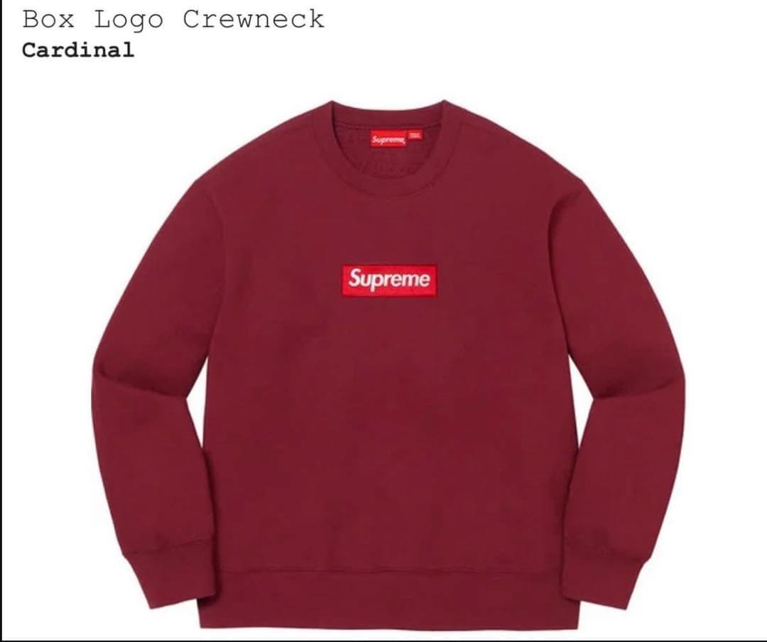 美品！Supreme Box Logo Crewneck Cardinal