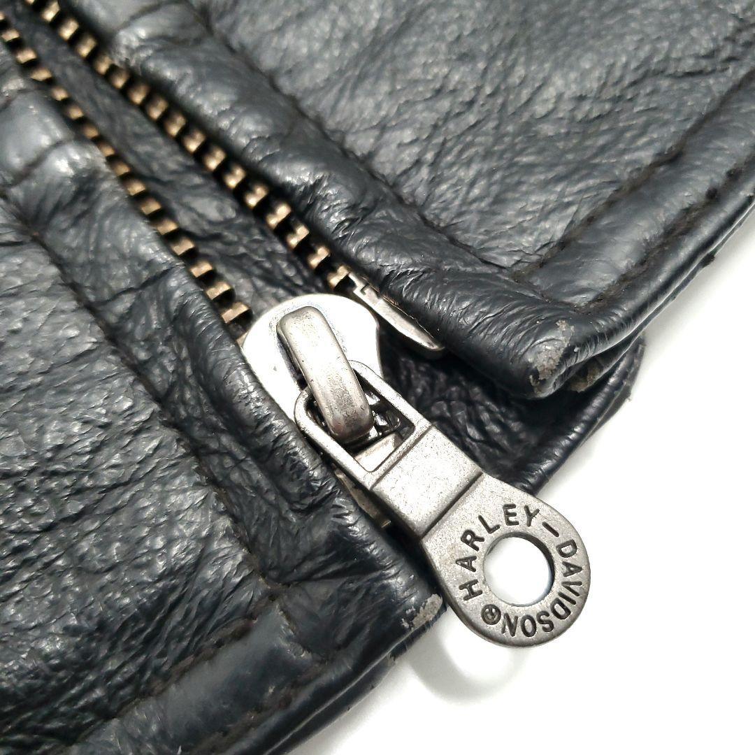 ビッグロゴ刺繍◆ハーレーダビッドソン◆L位レザーライダースジャケット黒 1055