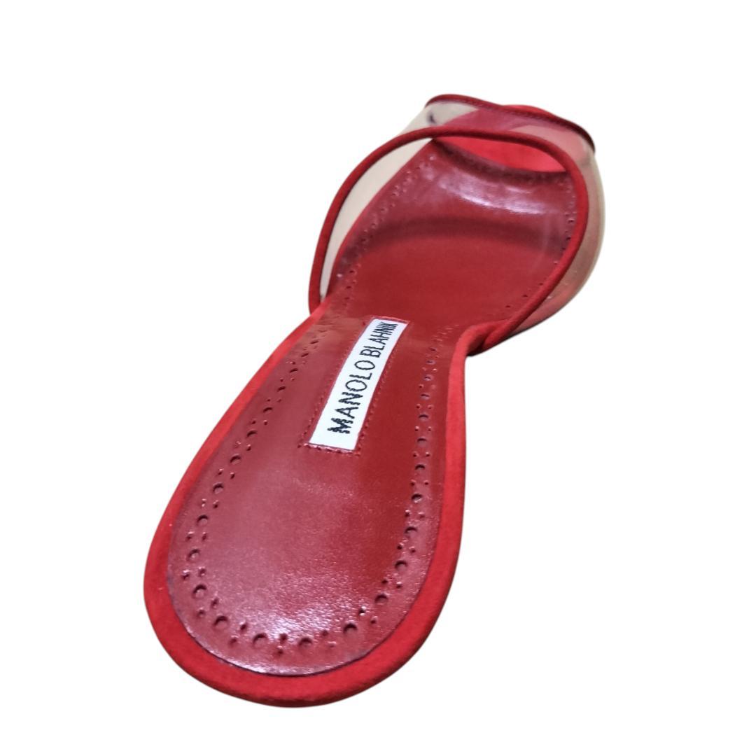【美品・箱付き】マノロブラニク サンダル ミュール レッド 赤 22.5cm相当