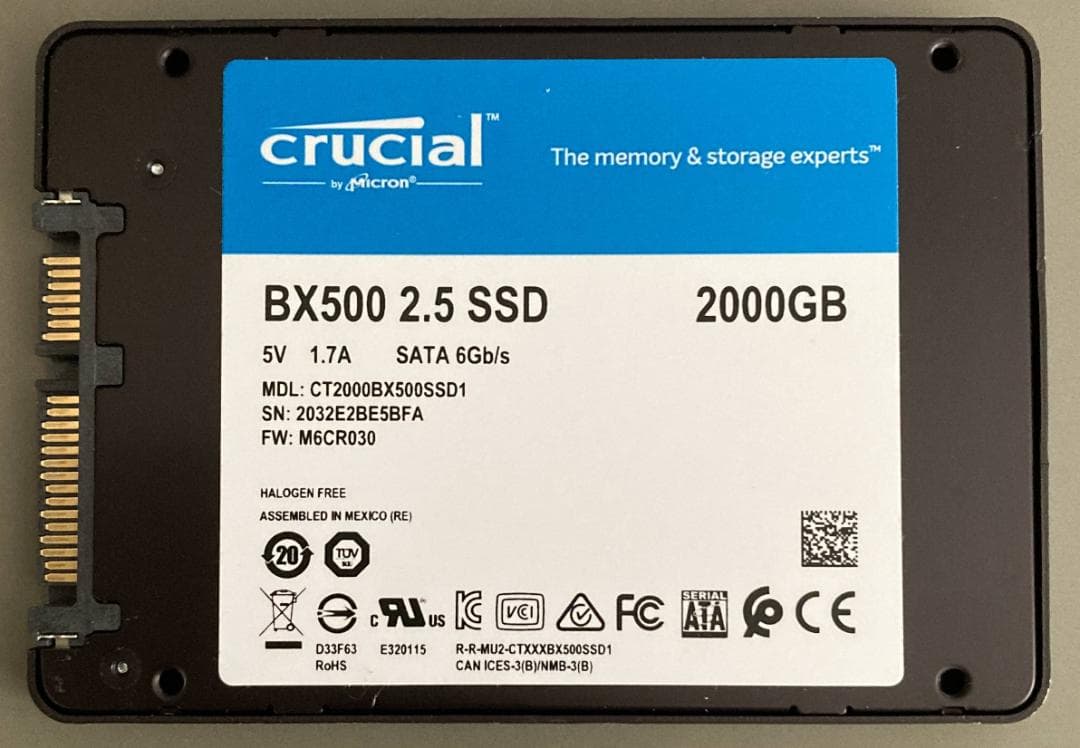 Crucial 内蔵SSD、 BX500 2.5 SSD (2000GB)