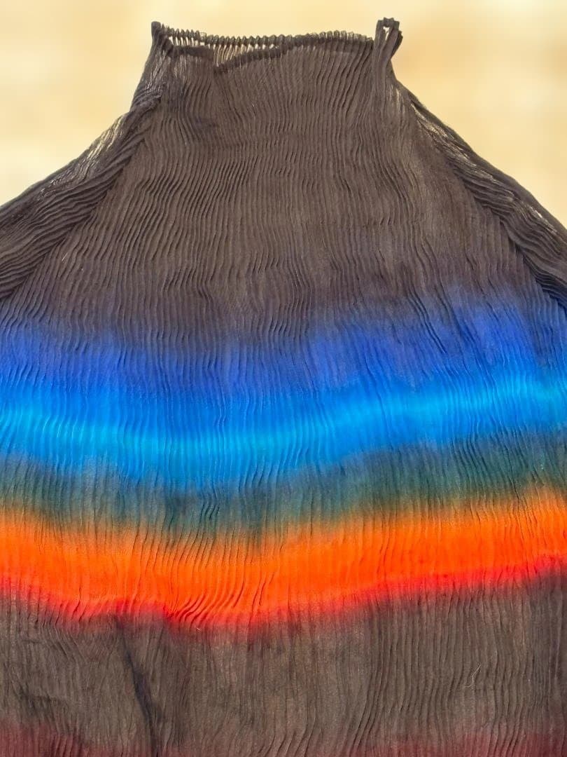 ISSEY MIYAKE ボーダー入り プリーツ ハイネック