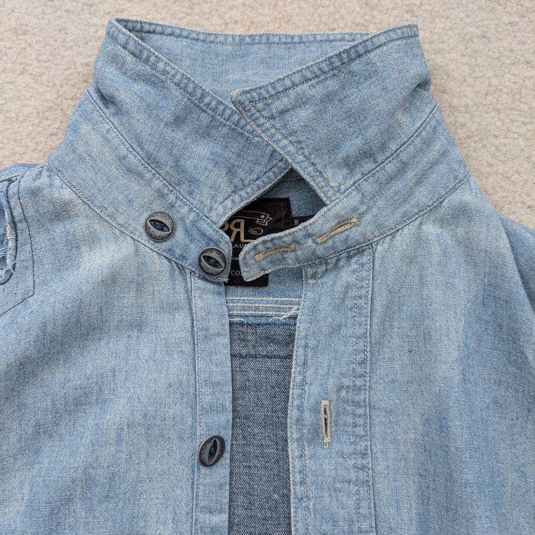 【希少】ダブルアールエル RRL カスタムシャンブレーシャツ　ダメージ デニム