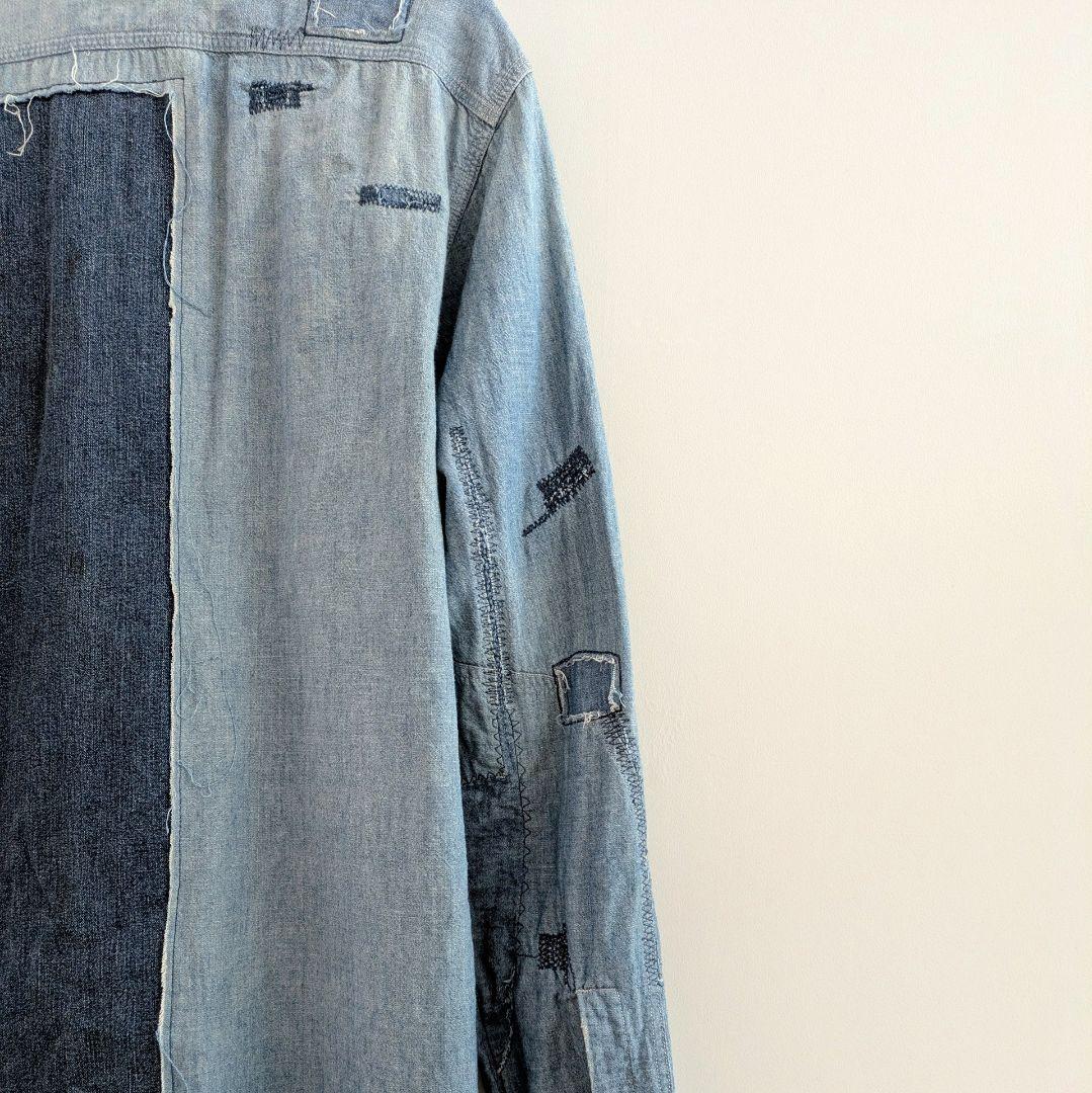 【希少】ダブルアールエル RRL カスタムシャンブレーシャツ　ダメージ デニム