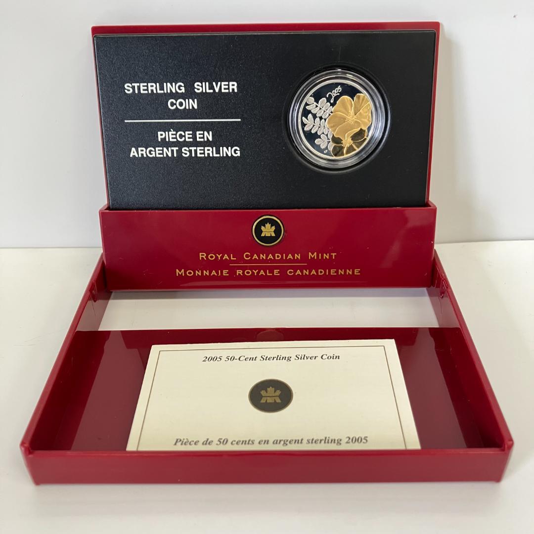 カナダ王立造幣局発行 ゴールデンローズ 50セント銀貨2005年