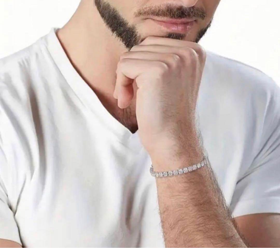 【話題独占】10ctモアサナイト×S925 テニスチェーンブレスレット／証明書付