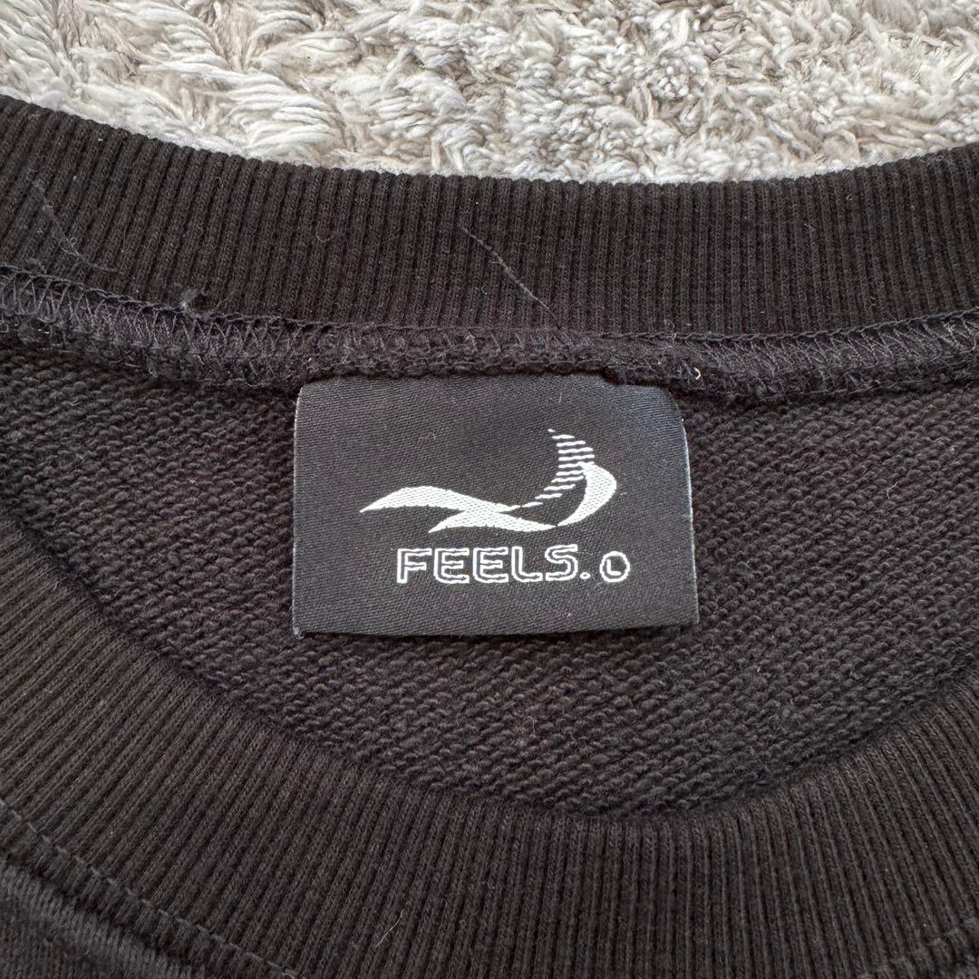 フィールズ【L】黒 長袖スウェット 上杉柊平 ロゴ刺繍 厚手 微ストレッチ 秋冬