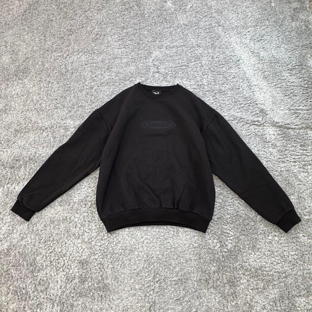 フィールズ【L】黒 長袖スウェット 上杉柊平 ロゴ刺繍 厚手 微ストレッチ 秋冬