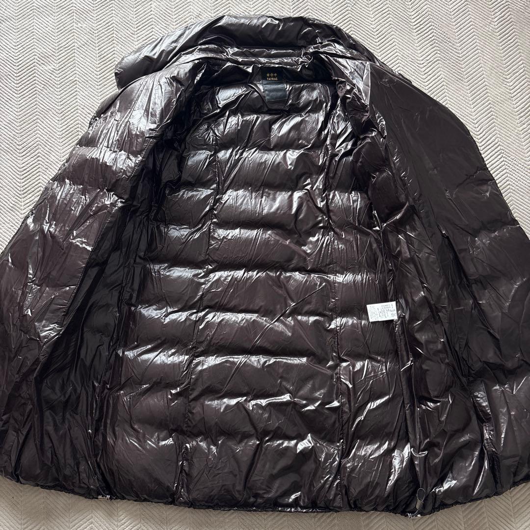 Eタトラス　ダウンコート　茶　膝下丈　Aライン　女優襟