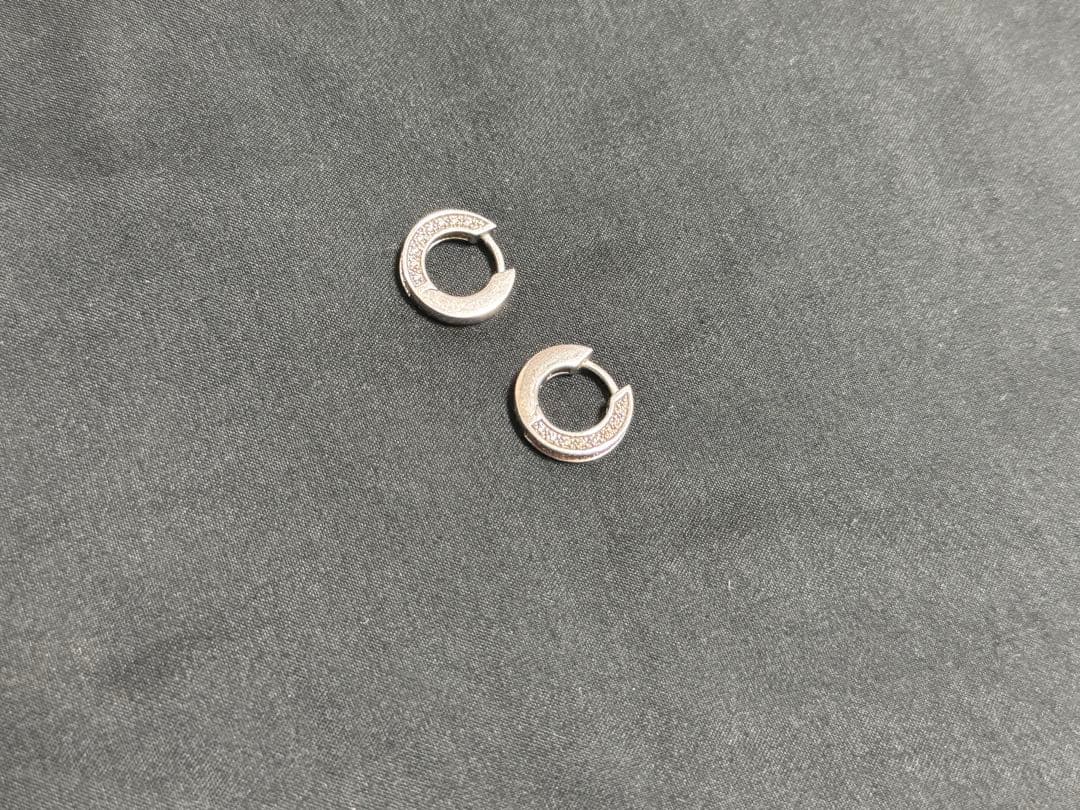 嶋*郎様 シルバー ストーン付き フープピアス 両耳用