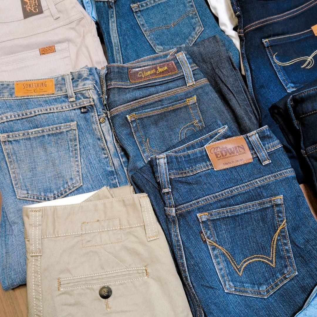 ブランドデニムパンツまとめ売り45本 リメイク素材 リペア ハンドメイド生地