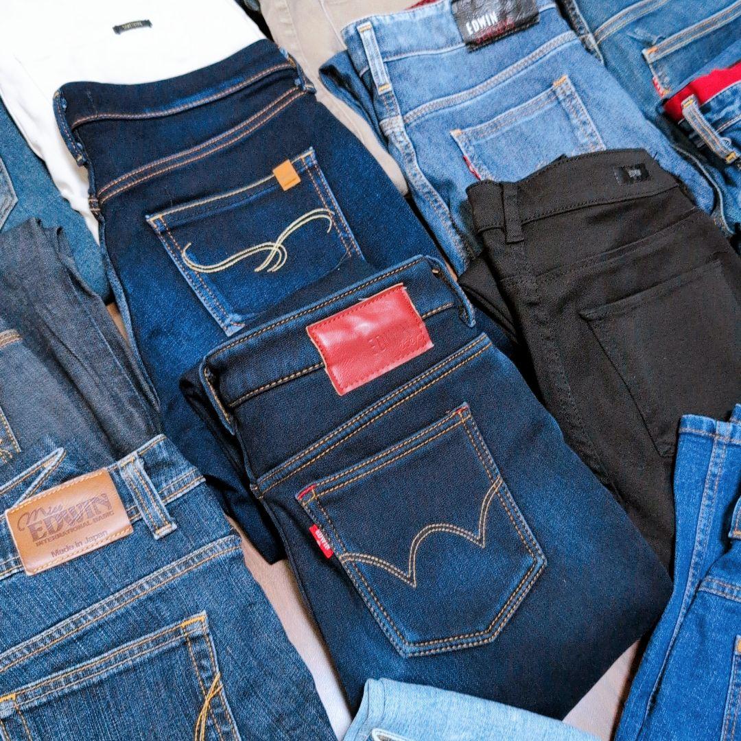 ブランドデニムパンツまとめ売り45本 リメイク素材 リペア ハンドメイド生地