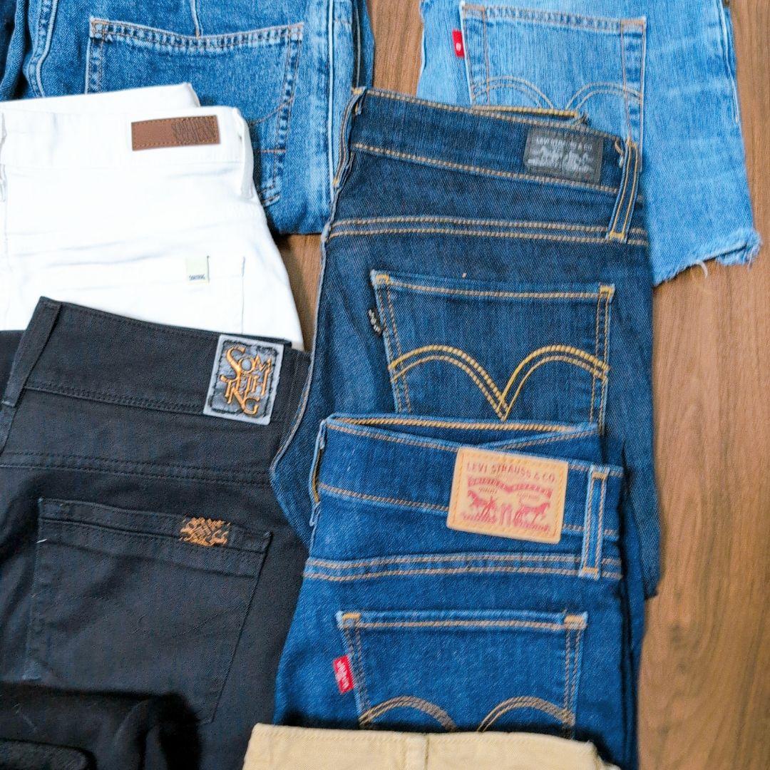 ブランドデニムパンツまとめ売り45本 リメイク素材 リペア ハンドメイド生地