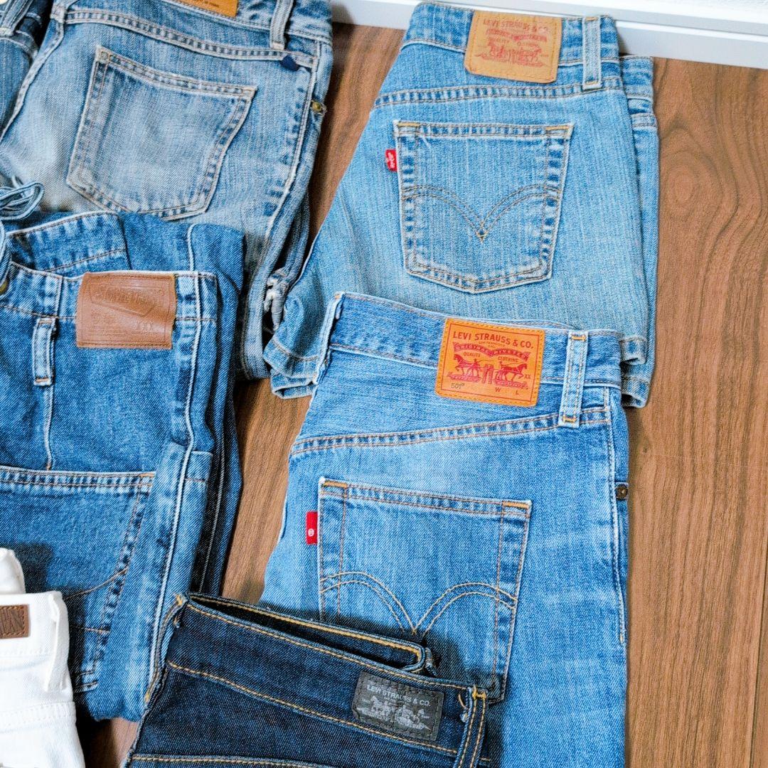 ブランドデニムパンツまとめ売り45本 リメイク素材 リペア ハンドメイド生地