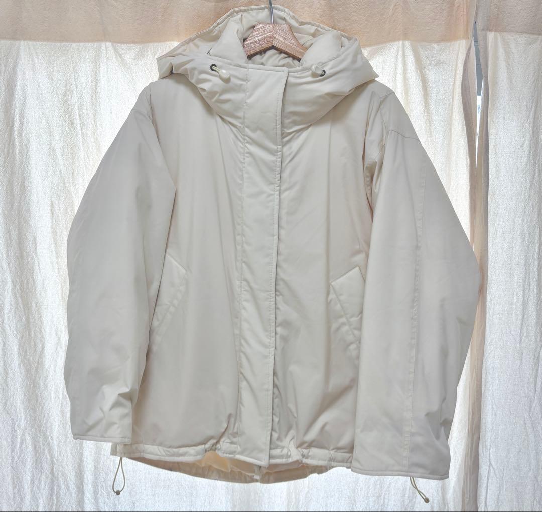Spick & Span 撥水フーデッドダウンハーフコート ホワイト
