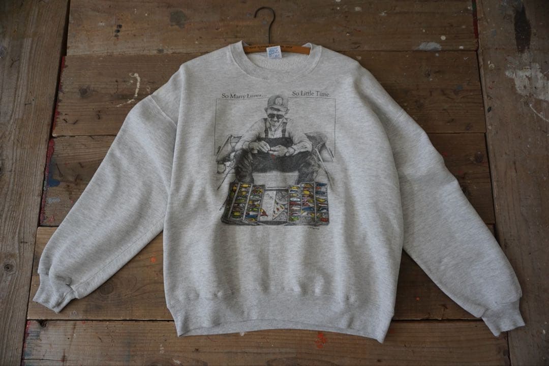 90s【ペギー・マレー】USA ヴィンテージ スウェット XL 釣り プリント