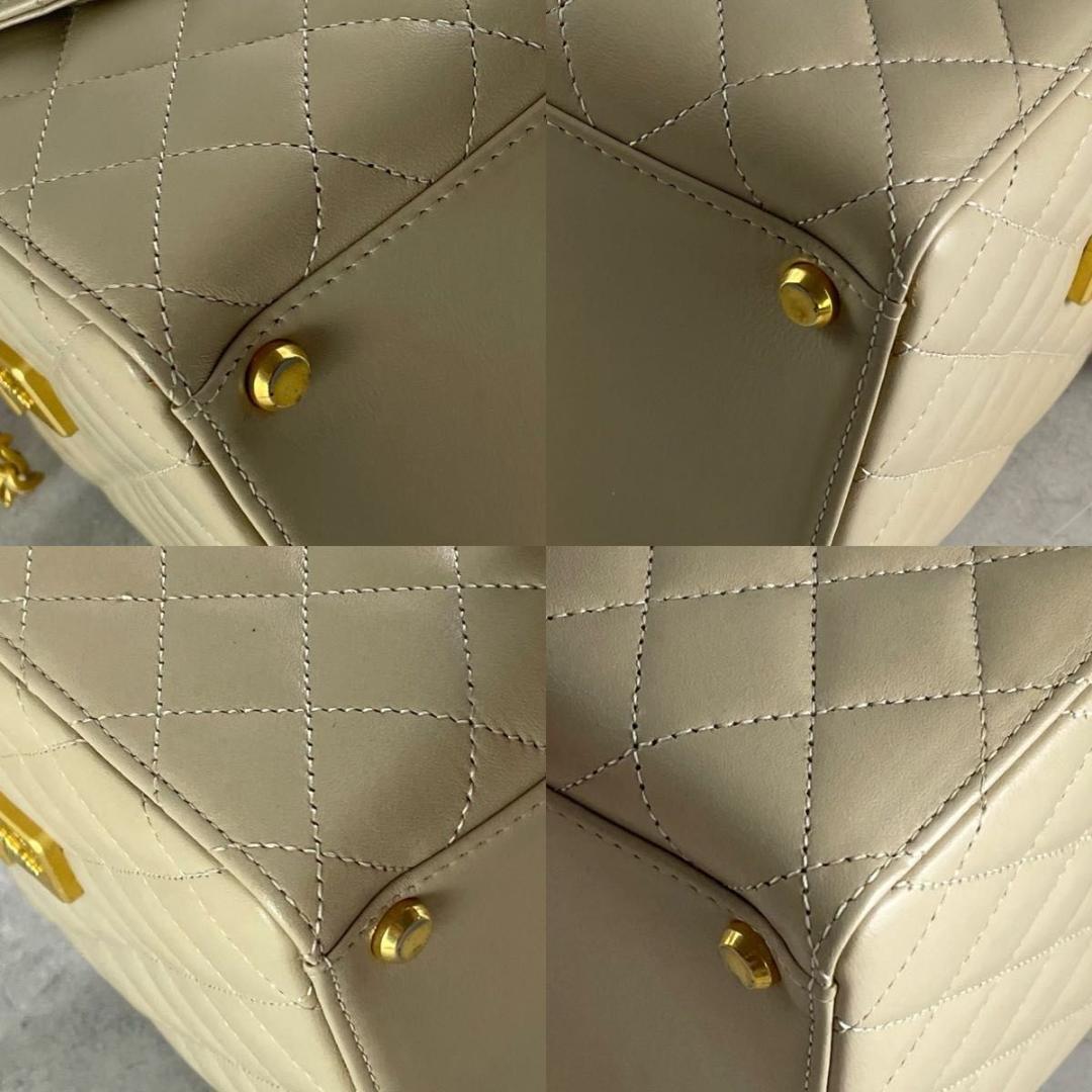 美品　キミジマ　コレクション ベージュ　キルティングレザー　バニティバッグ