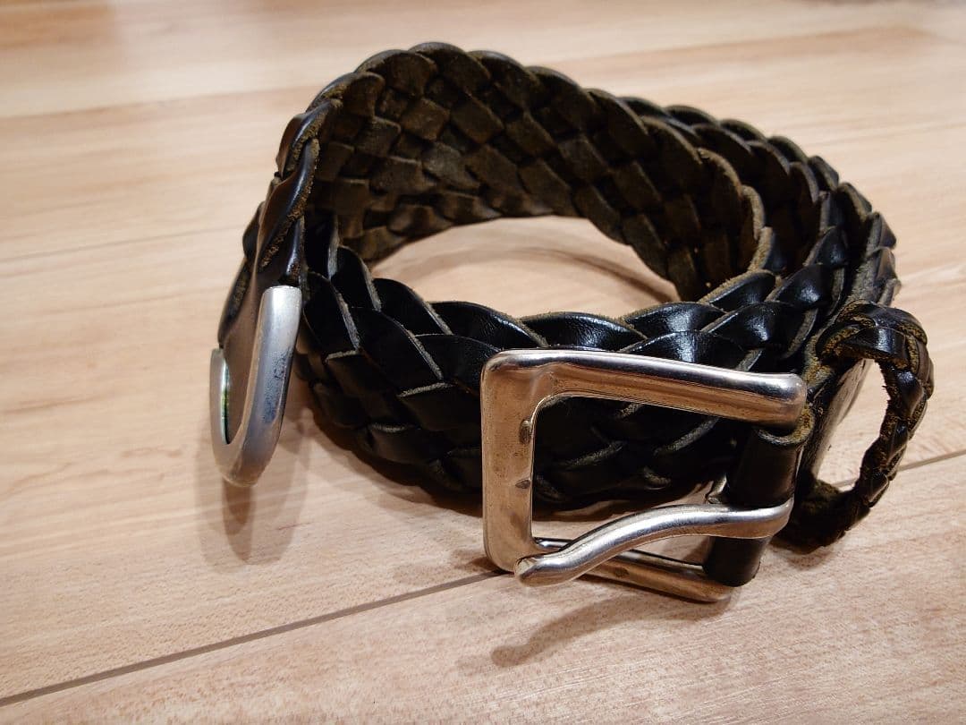 Cc　Whitehouse Cox メッシュベルト レザー 黒 メンズ