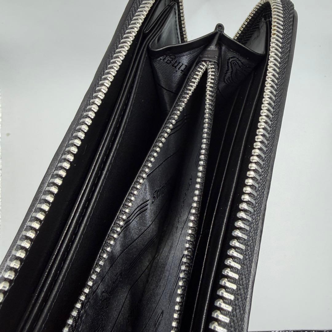 スティングレイ 長財布 ブラック ラウンドファスナー ストラップ付き 天眼