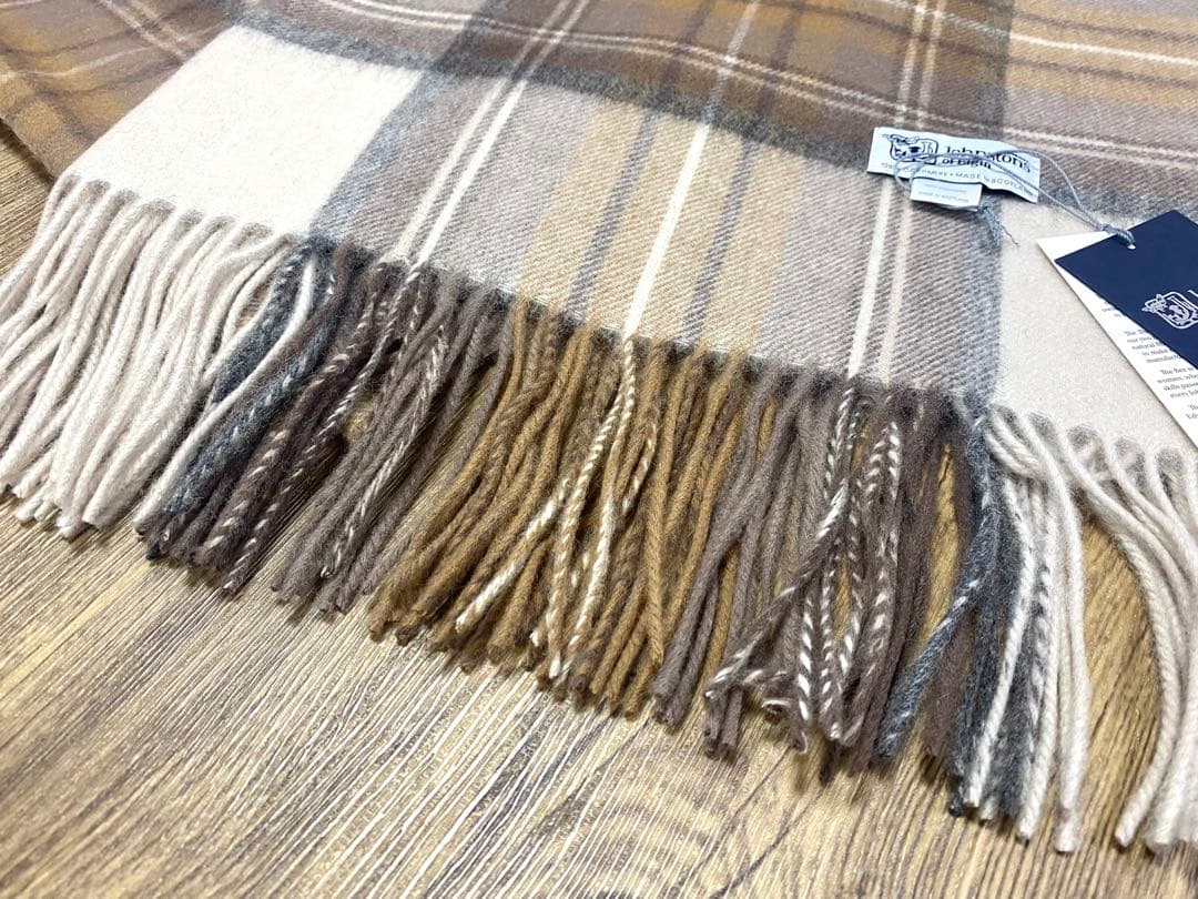 ジョンストンズ オブエルガン カシミヤ100％ 大判 ストール チェック