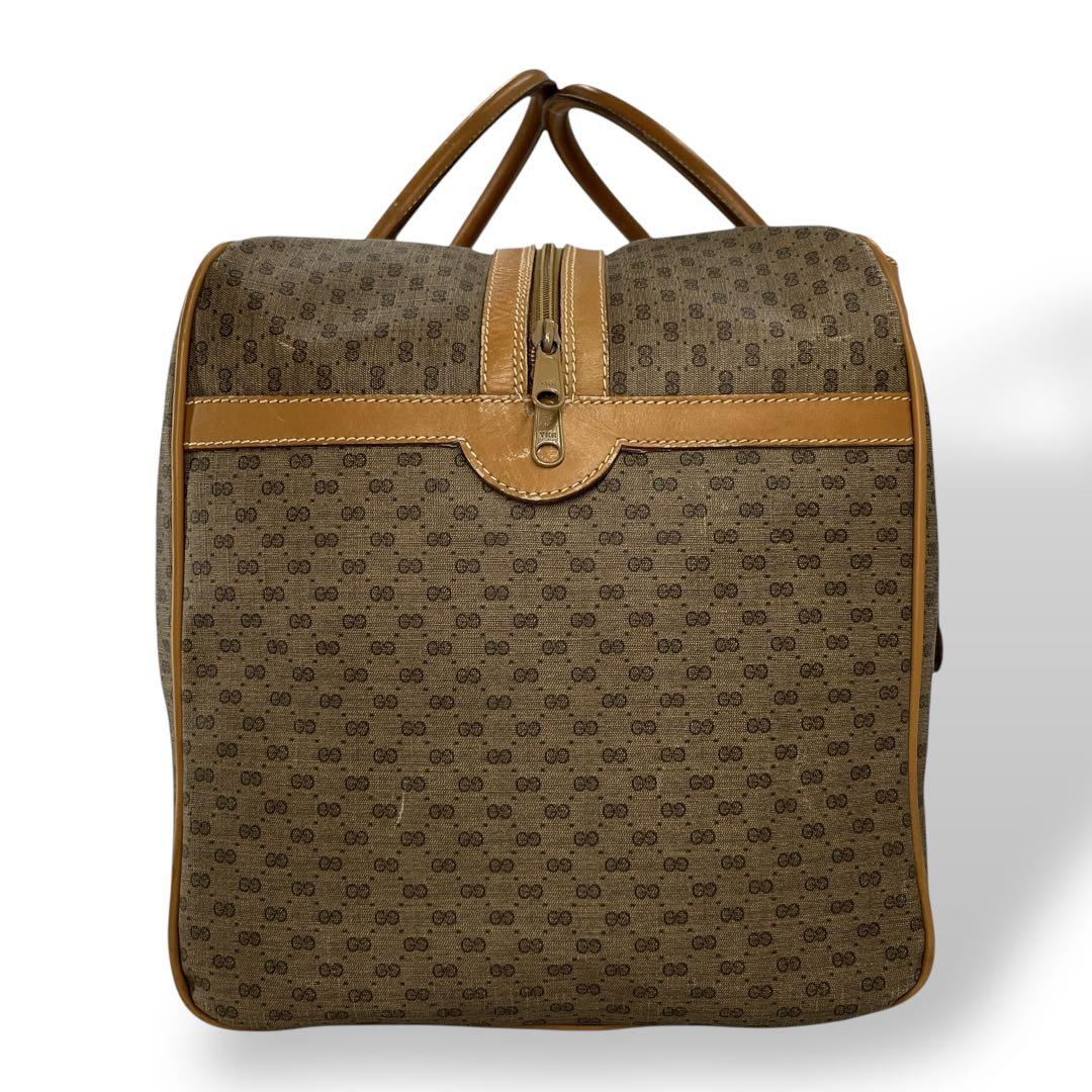 オールドグッチ　マイクロGG ボストンバッグ　シェリーライン　ブラウン　PVC