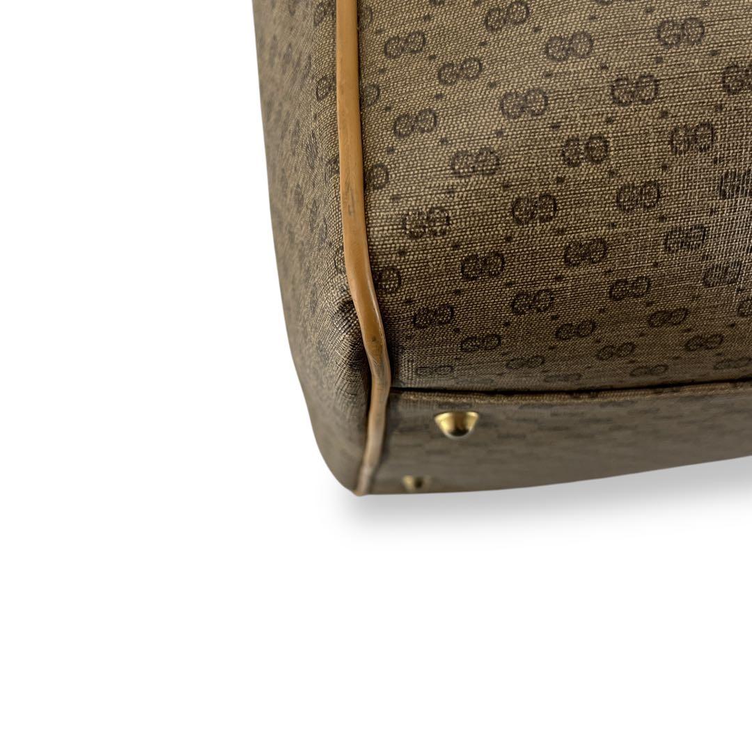 オールドグッチ　マイクロGG ボストンバッグ　シェリーライン　ブラウン　PVC