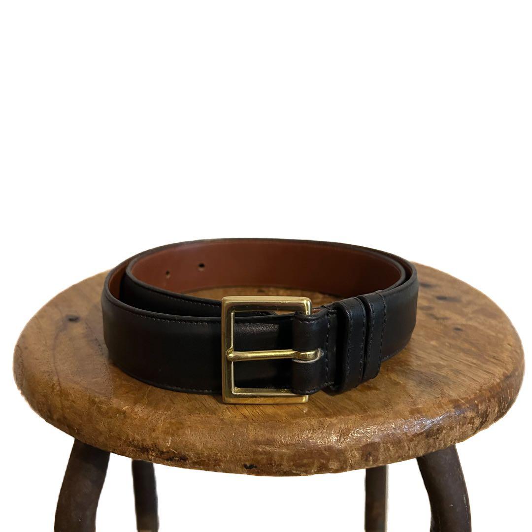 80s COACH カウレザーバックルブラックベルト 名作 初期 ヴィンテージ