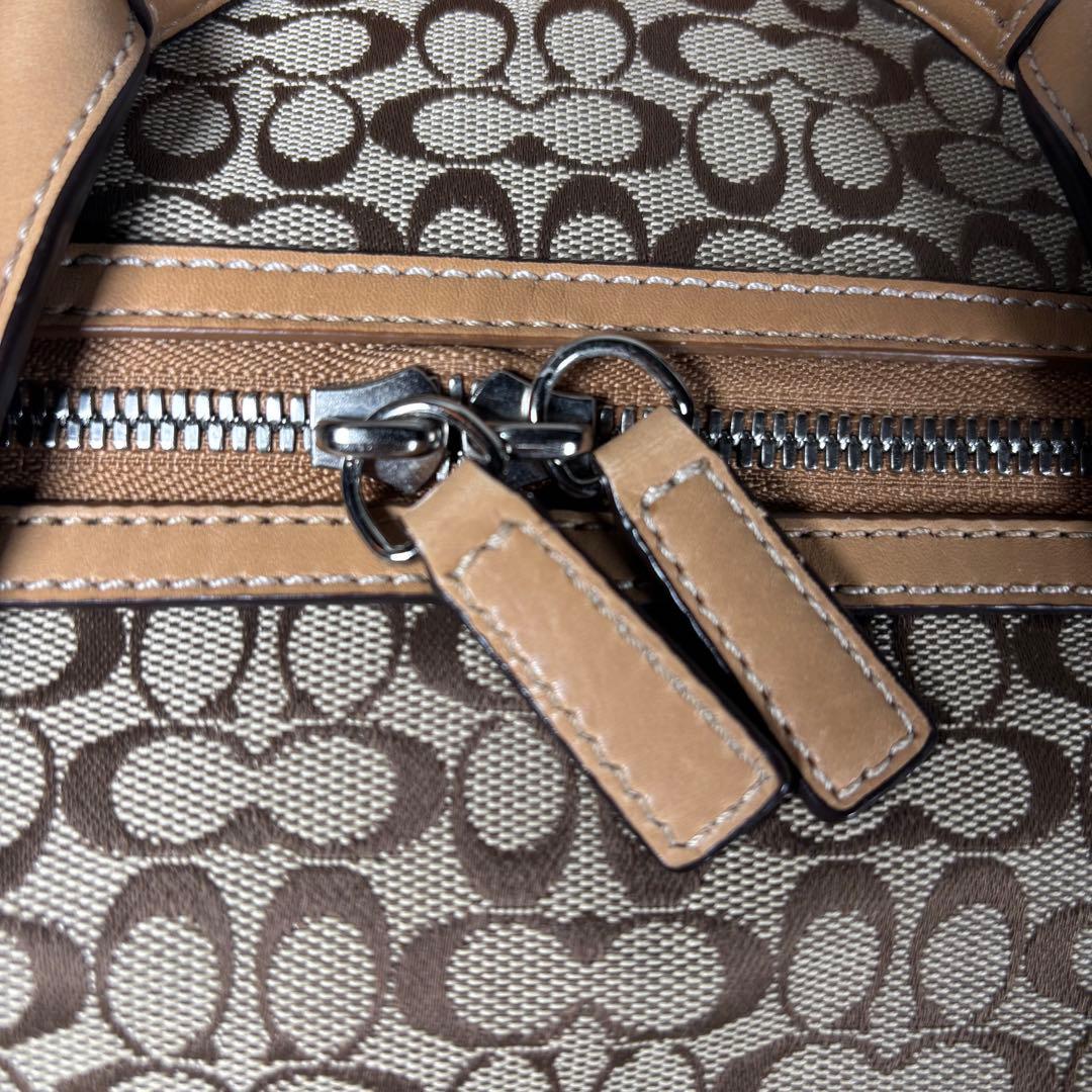 コーチ COACH ボストンバッグ ミニシグネチャー 総柄 キャンバス ブラウン