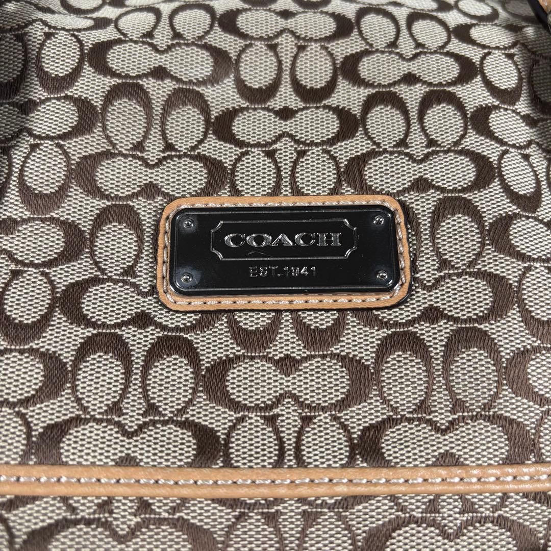 コーチ COACH ボストンバッグ ミニシグネチャー 総柄 キャンバス ブラウン