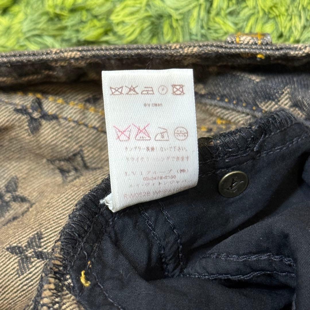 高級 人気 ルイヴィトン モノグラム デニム フレアパンツ ブラック