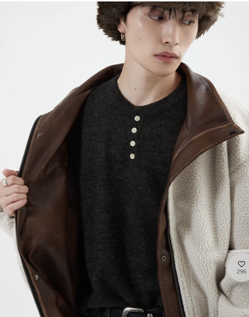 【SALE】L2084リバーシブルPUレザージャケットM（brown）地底人