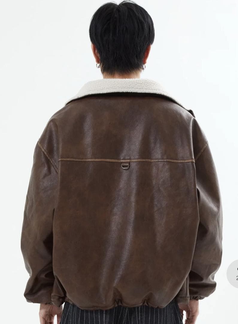 【SALE】L2084リバーシブルPUレザージャケットM（brown）地底人