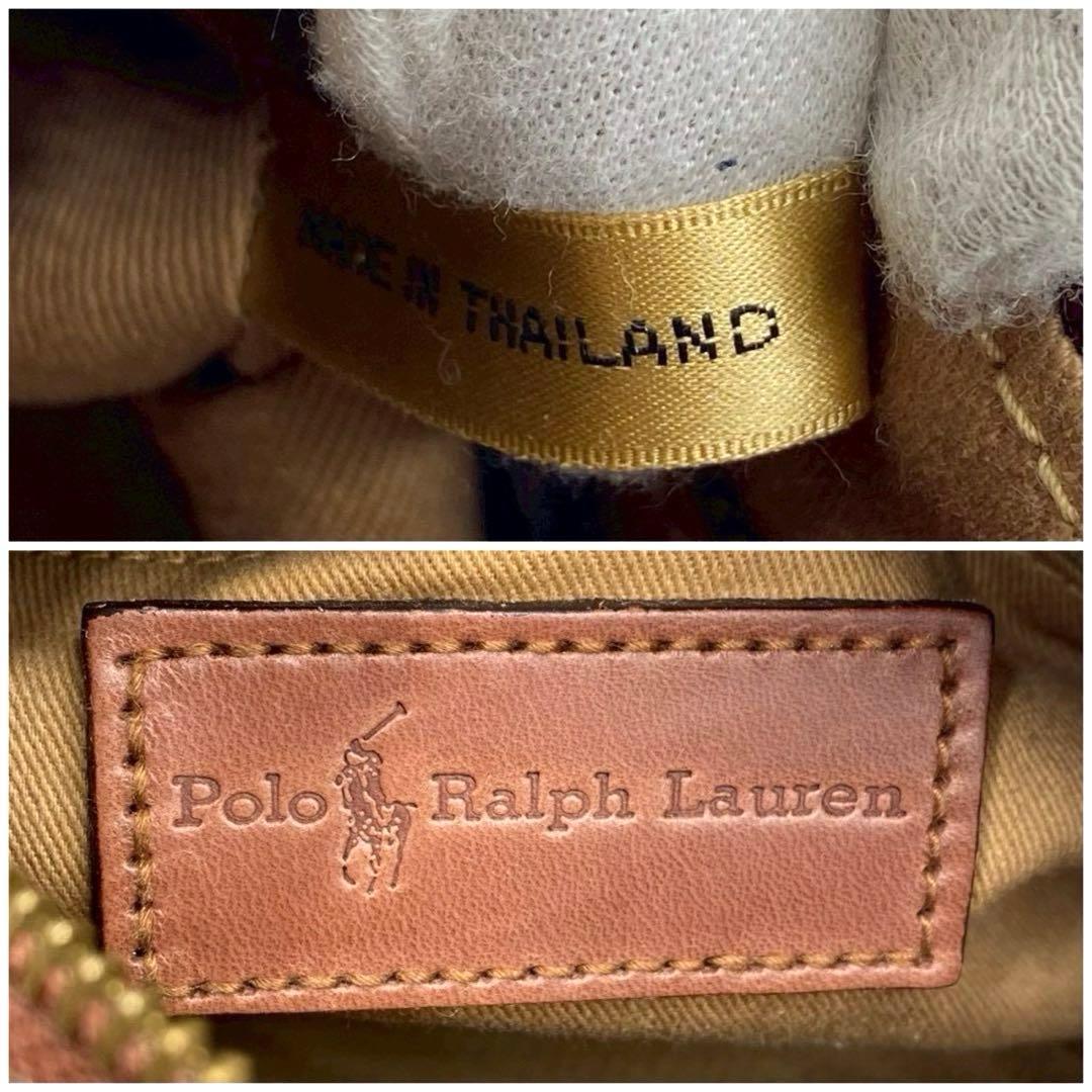 90s POLO RALPH LAUREN チェック柄 レザー ボストンバッグ