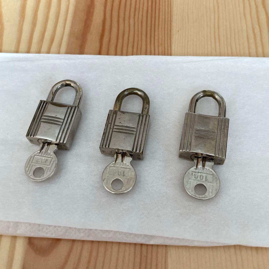 HERMES　エルメス　シルバーカデナ　パドロック　3個セットまとめ