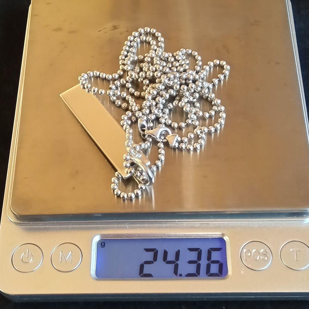 GUCCI プレート型ネックレスダブルボールチェーン 24g Silver925